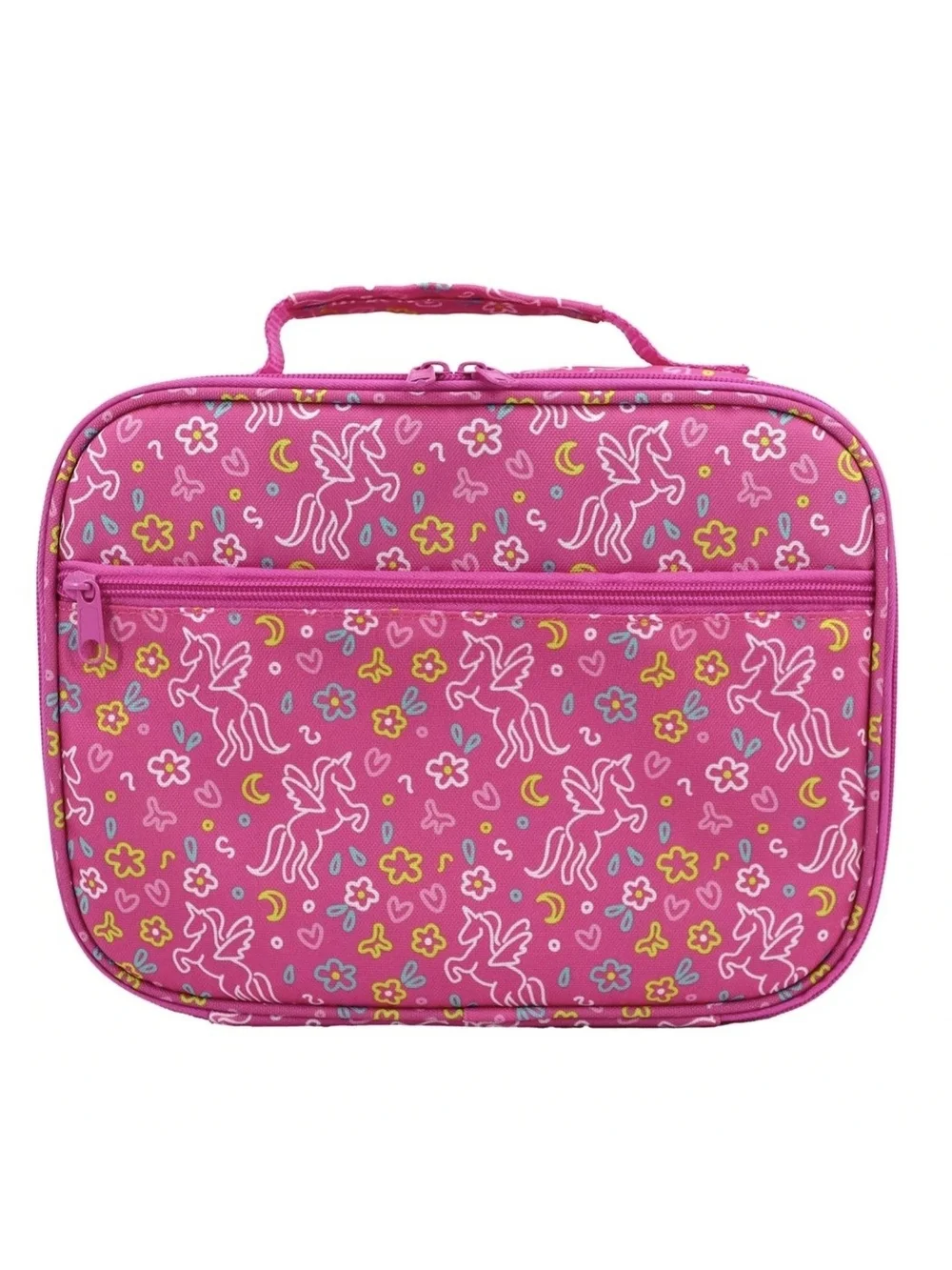NWT Insulated Pink Unicorn Print Lunch Travel Bag School Daycare Work Sz 10.6